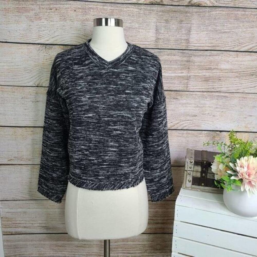OVS Cropped Tweed Frayed‎ Hem Sweater Large